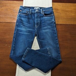 RE/DONE Originals High Rise Ankle Crop Button Fly Jeans